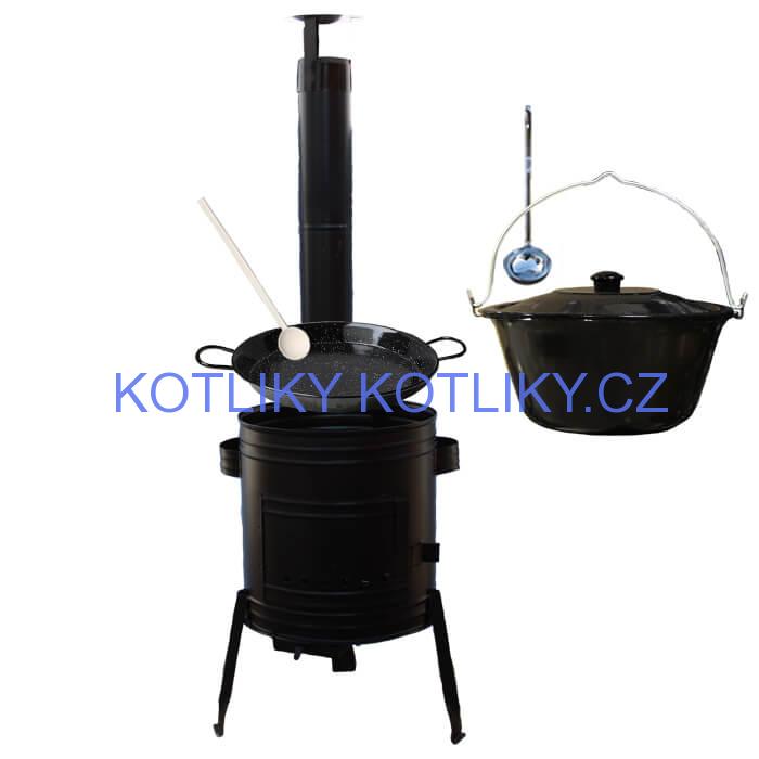 Paella smaltovaná pánev 42 cm se smaltovaným kotlíkem 16 L (1,2 mm) a kotlinou