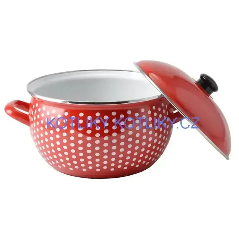 Smaltovaný hrnec 6 l červený 24 cm (tečkovaný)