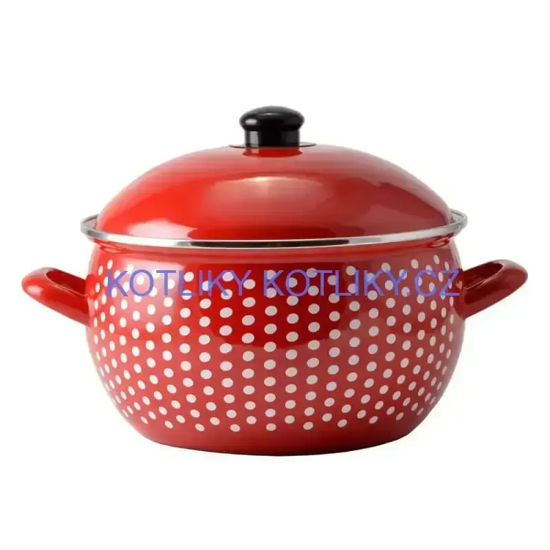 Smaltovaný hrnec 6 l červený 24 cm (tečkovaný)