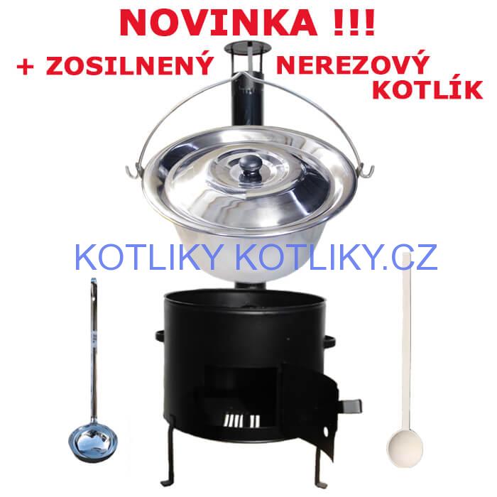 Nerezový kotlíkový set 42 cm + zesílený nerezový kotlík 20 L