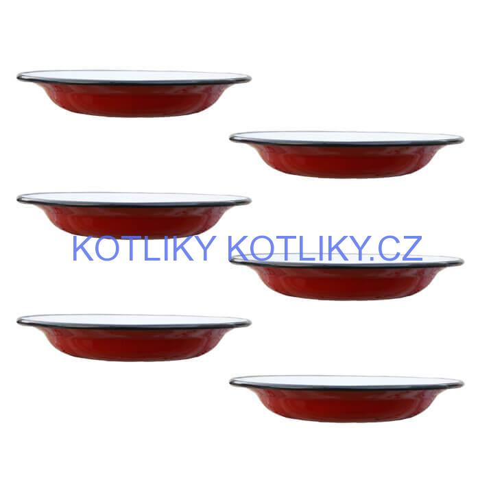 Souprava smaltovaných mělkých talířů 22 cm 6 ks