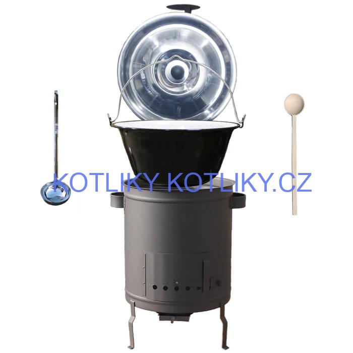 Smaltovaný kotlík 16 L (1,2 mm) + hrubostěnná (1,5 mm) a žáruvzdorná kotlina 39 PLUS 600