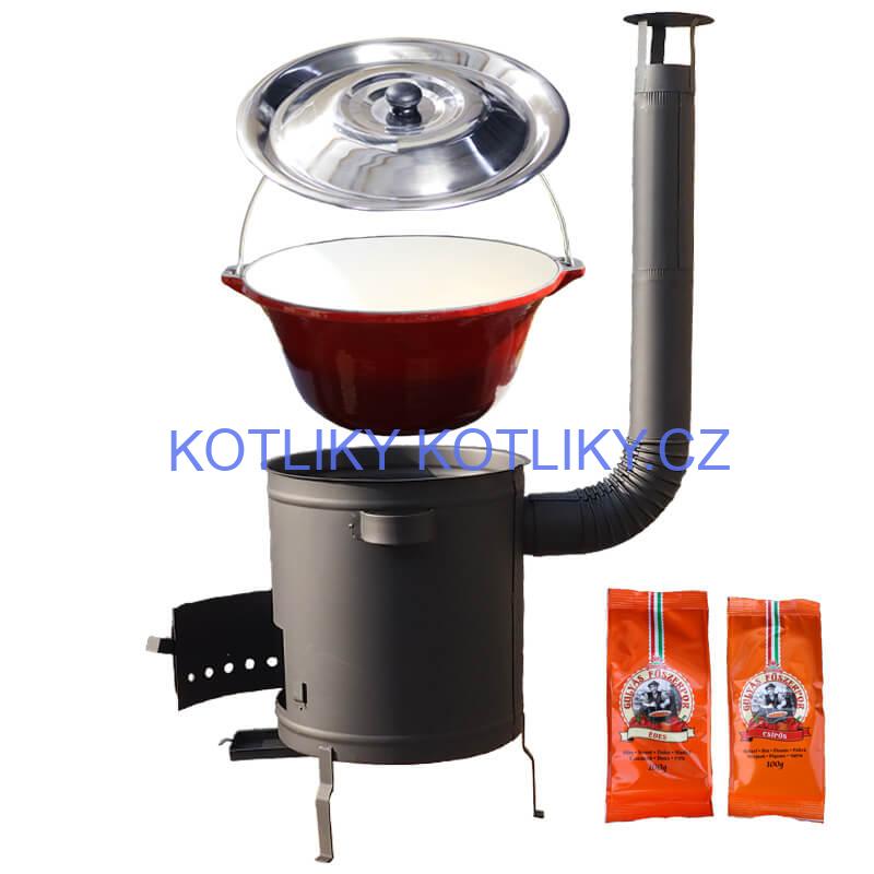 Litinový kotlík se smaltovanou úpravou 22 L + žáruvzdorná kotlina 42 cm (1,5 mm) STRONG + paprikový pepř na guláš - MIX 100 g