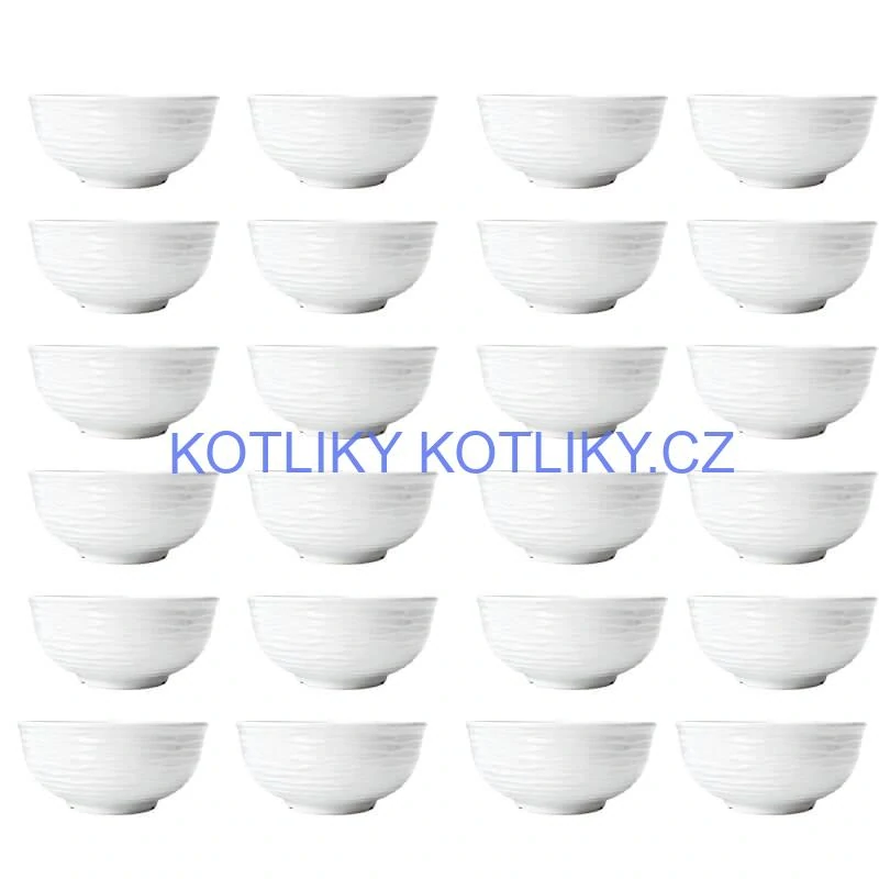 Sada 24 ks: Prémiové bílé misky s kamennou strukturou (750 ml)