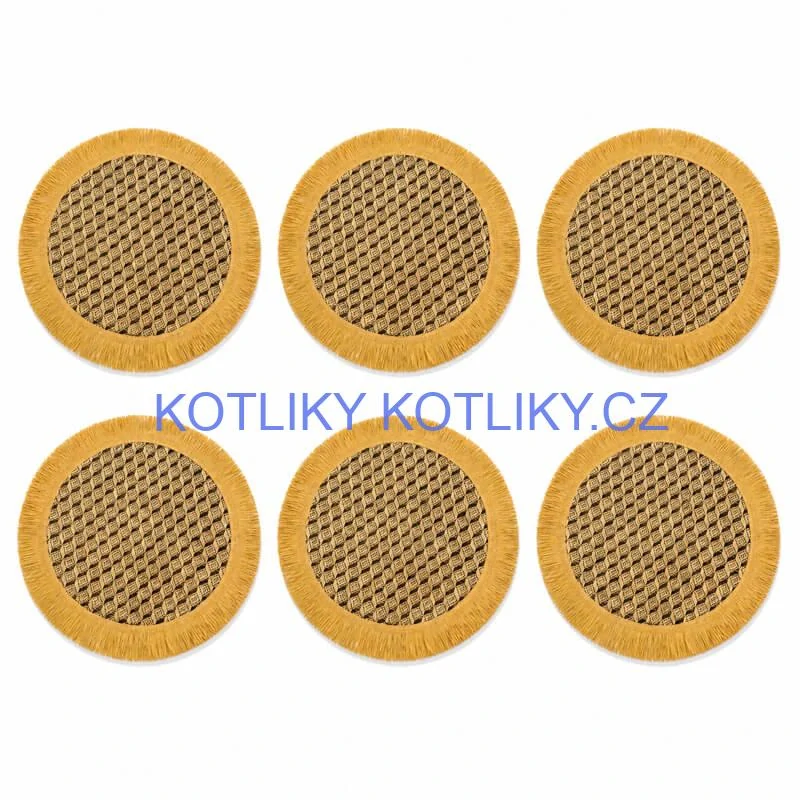 Přírodní podložky pod talíř se třásněmi 37 cm, 6 ks