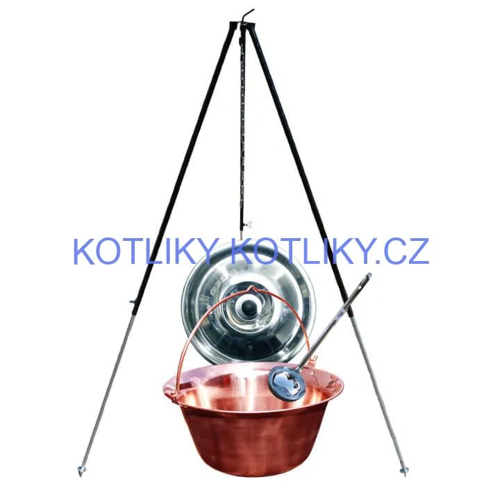 Měděný kotlík 30 L (1,2 mm) + poklice + teleskopický stojan