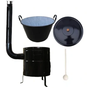 Zabijačkový smaltovaný kotel 70 L + kovová kotlina 56 cm + kouřovod