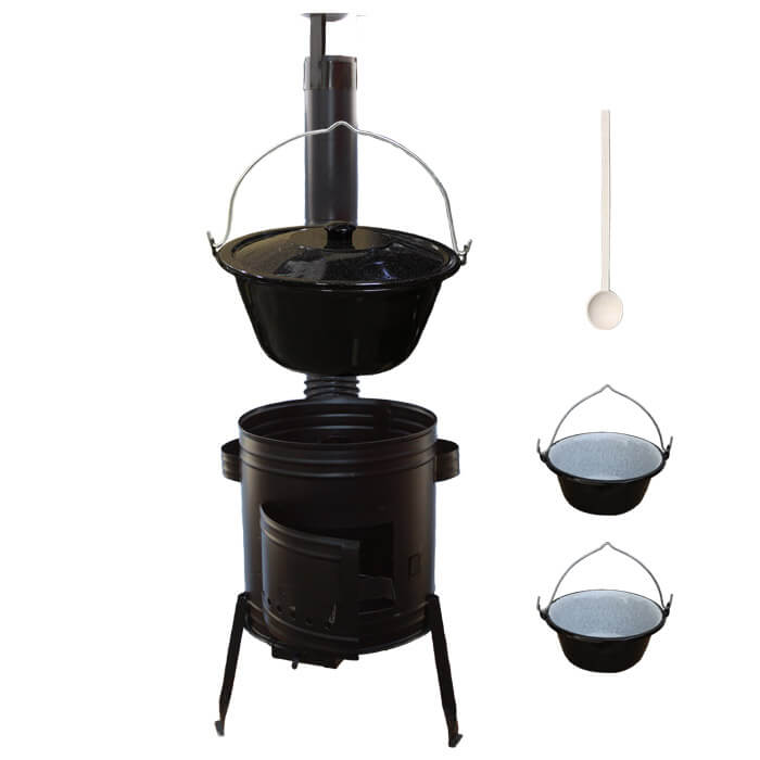 Smaltovaný kotlík 30 L (1,2 mm) + kovová kotlina 45 CLASSIC (KOV) + 2 smaltované servírovací kotlíky 0,8 L