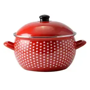 Smaltovaný hrnec 6 l červený 24 cm (tečkovaný)