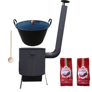 Smaltovaný kotel 60 L na zabijačku + žáruvzdorná kotlina 53 PLUS 600 4 MM + sladká a pálivá paprika (2 x 250 g) + vařečka