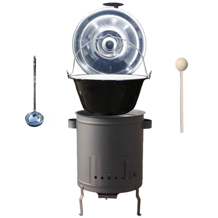 Smaltovaný kotlík 16 L (1,2 mm) + hrubostěnná (1,5 mm) a žáruvzdorná kotlina 39 PLUS 600