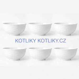 Sada 6 ks: Prémiové bílé misky s kamennou strukturou (750 ml)