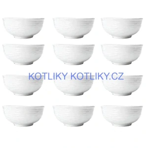 Sada 12 ks: Prémiové bílé misky s kamennou strukturou (750 ml)