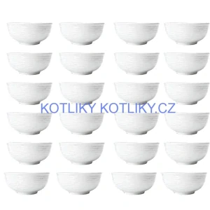 Sada 24 ks: Prémiové bílé misky s kamennou strukturou (750 ml)