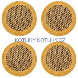 Přírodní podložky pod talíř se třásněmi 37 cm, 4 ks