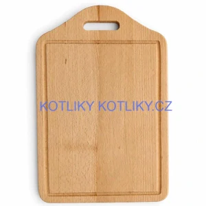 Dřevěná krájecí deska s rukojetí 40×25 cm — tvar štítu
