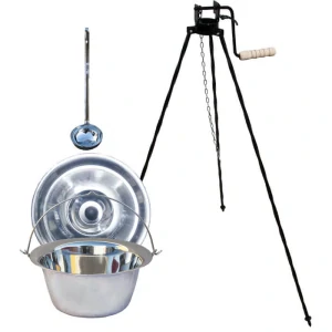 Nerezový kotlík 10 L + poklice + stojan s kladkou VAR