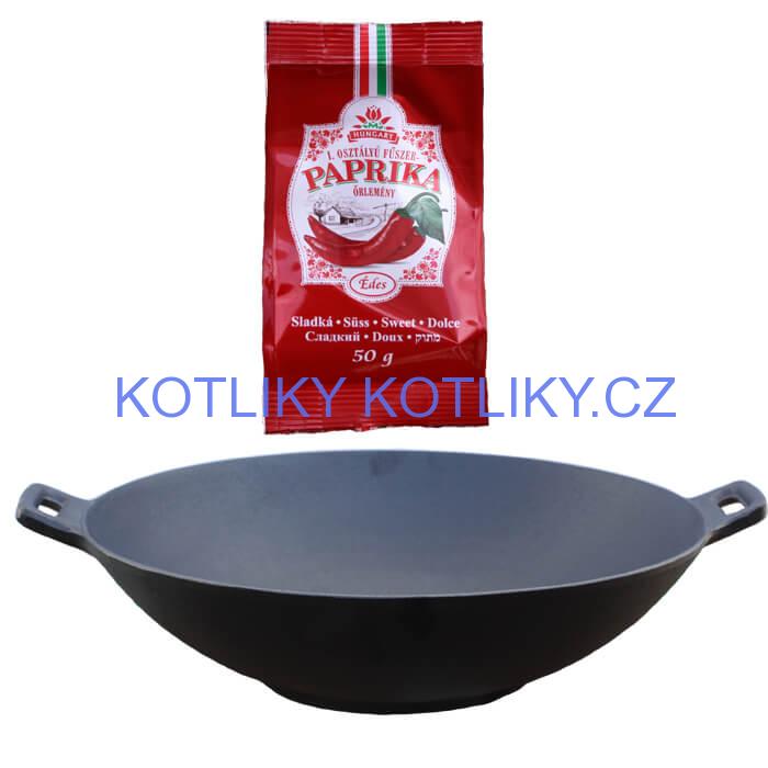 Litinový wok 36 cm + sladká paprika 50 g