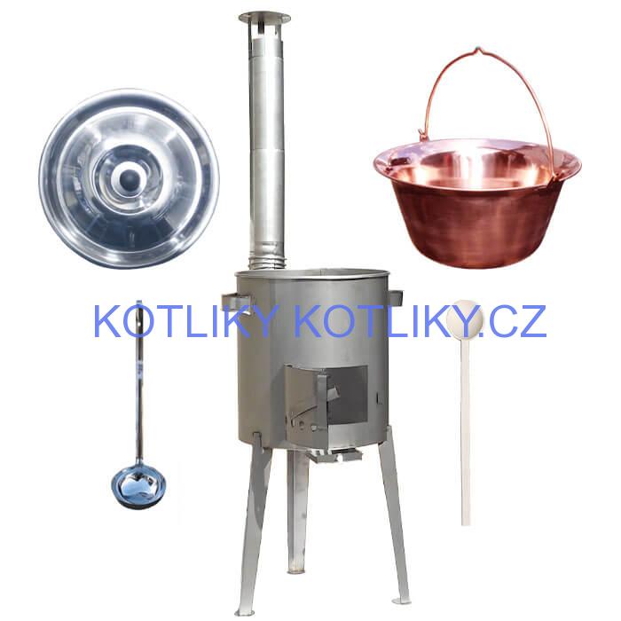 Měděný kotlík 20 L (1,2 mm) + nerezová kotlina 42 cm LUXUS