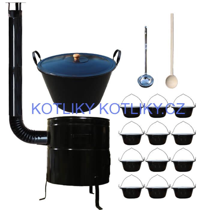 Smaltovaný kotel 60 L + servírovací kotlíky (12 ks) BIG PARTY