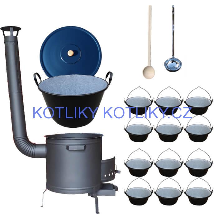 Smaltovaný kotel 50 L + servírovací kotlíky (12 ks) PLUS 600