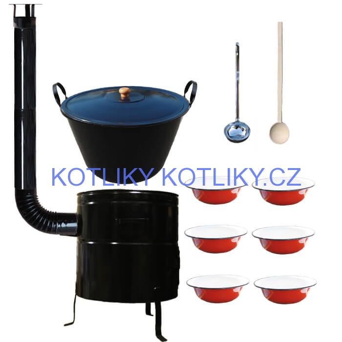 Smaltovaný kotel 50 L + smaltované talíře 6 ks BIG PARTY