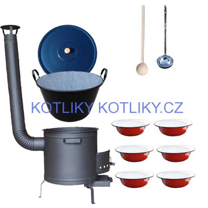 Smaltovaný kotel 60 L + smaltované talíře 6 ks PLUS 600