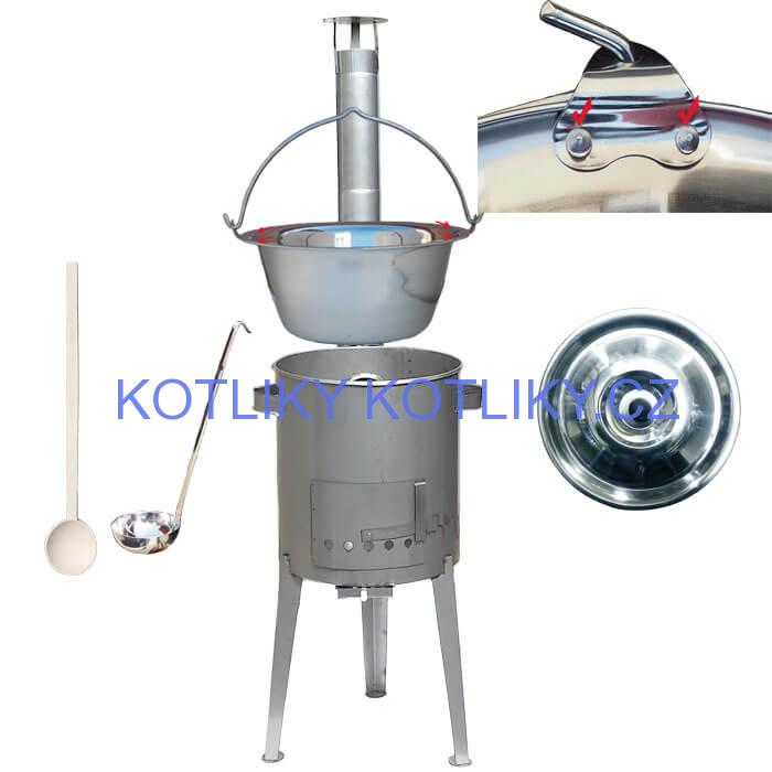Nerezový kotlík (Zesílený) 30 L + nerezová kotlina 45 cm LUXUS
