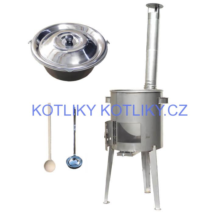 Železný kotlík 30 L (0,75 mm) + nerezová kotlina 45 cm LUXUS
