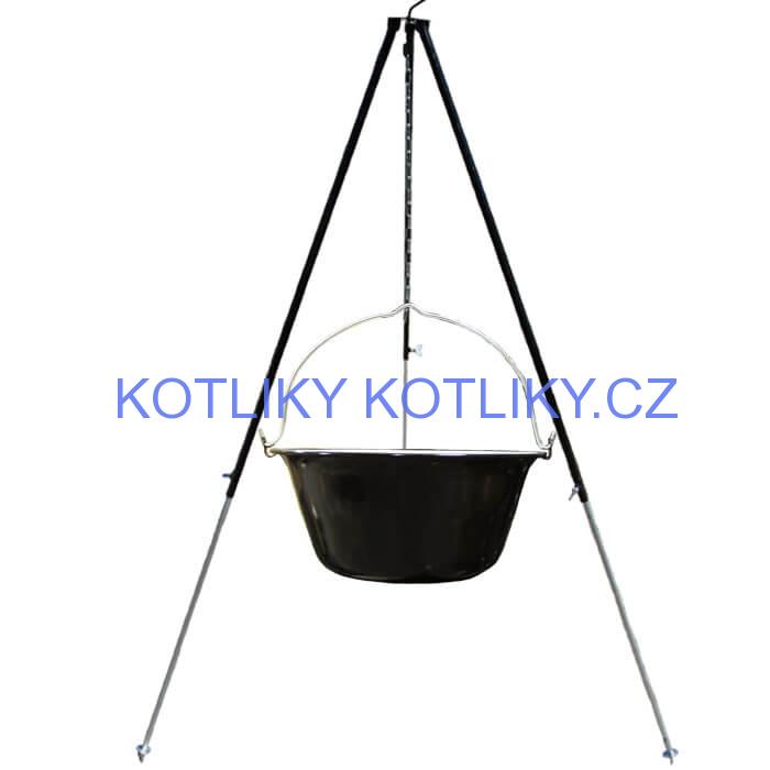 Smaltovaný kotlík 40 L + teleskopicka trojnožka 1,7 m