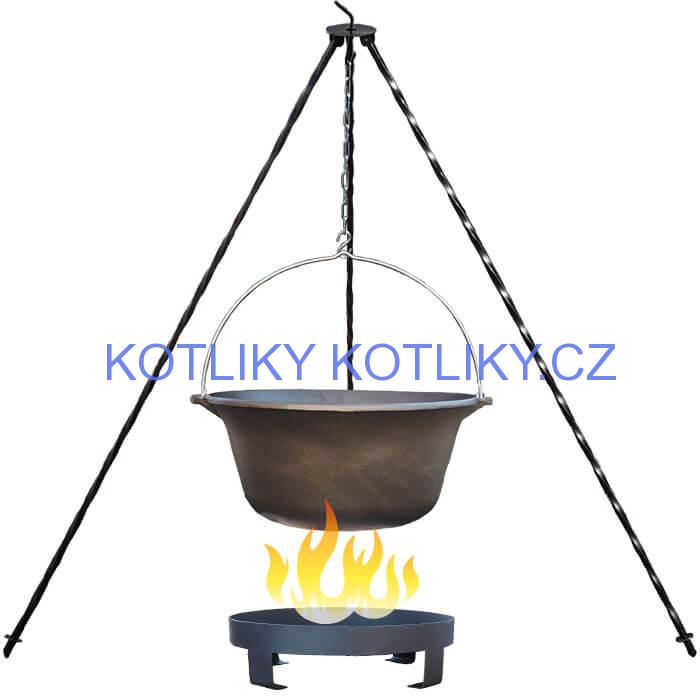 Litinový kotlík 7,2 L + trojnožka 1 m + ohniště 36 cm