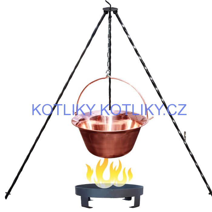 Měděný kotlík 20 L (1,2 mm) + trojnožka 1,2 m + ohniště 36 cm