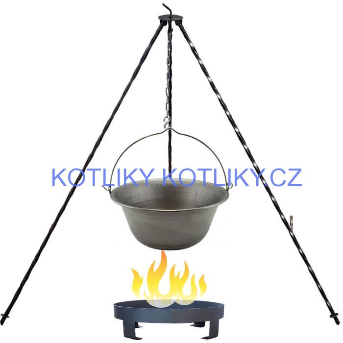 Železný kotlík 6 L (0,75 mm) + trojnožka 1 m + ohniště 36 cm