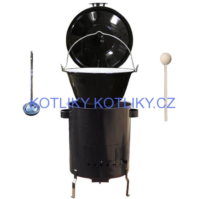 Smaltovaný kotlík 30 L (1,2 mm) + hrubostěnná (1,5 mm) kovová kotlina 45 STRONG