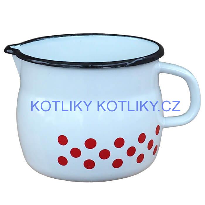 Smaltovaný hrnek s výlevkou 1,5 L baňatý - tečkovaný