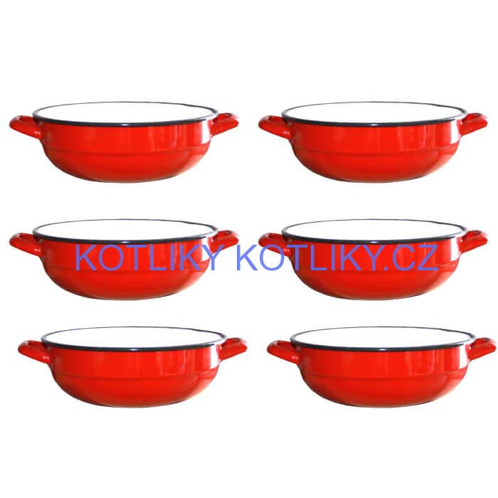 Souprava smaltovaných selských misek 16 cm 6 ks