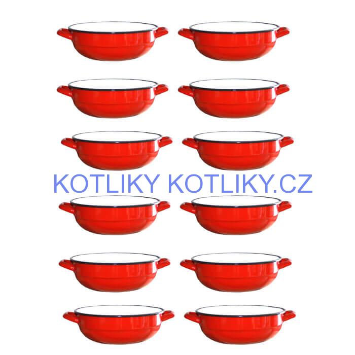 Souprava smaltovaných selských misek 16 cm 12 ks