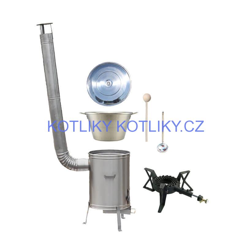 Nerezový kotel 70 L + nerezová kotlina 56 cm LUX + litinový hořák 7 kW BIG PARTY