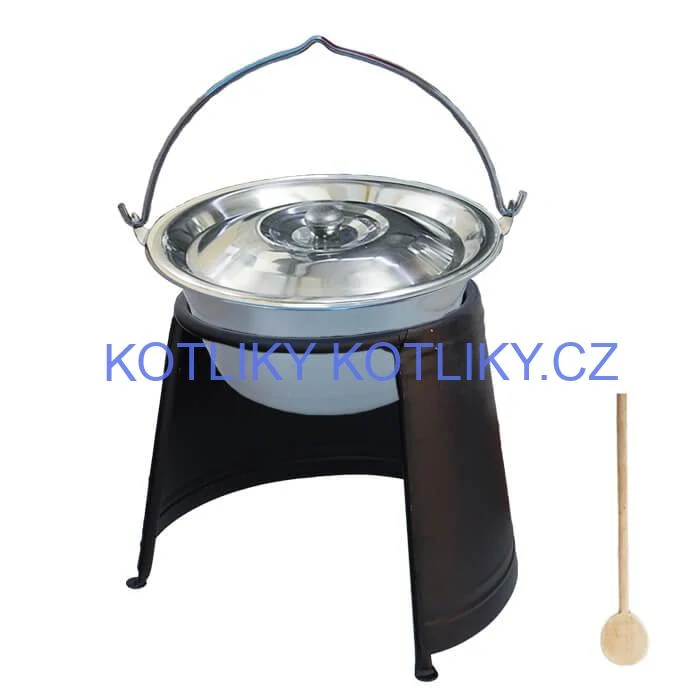 Nerezový kotlík 14 L (0,8 mm) + poklice + chránič plamene