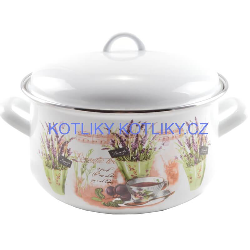 Smaltovaný kastrol s poklicí 4,8 L levandule