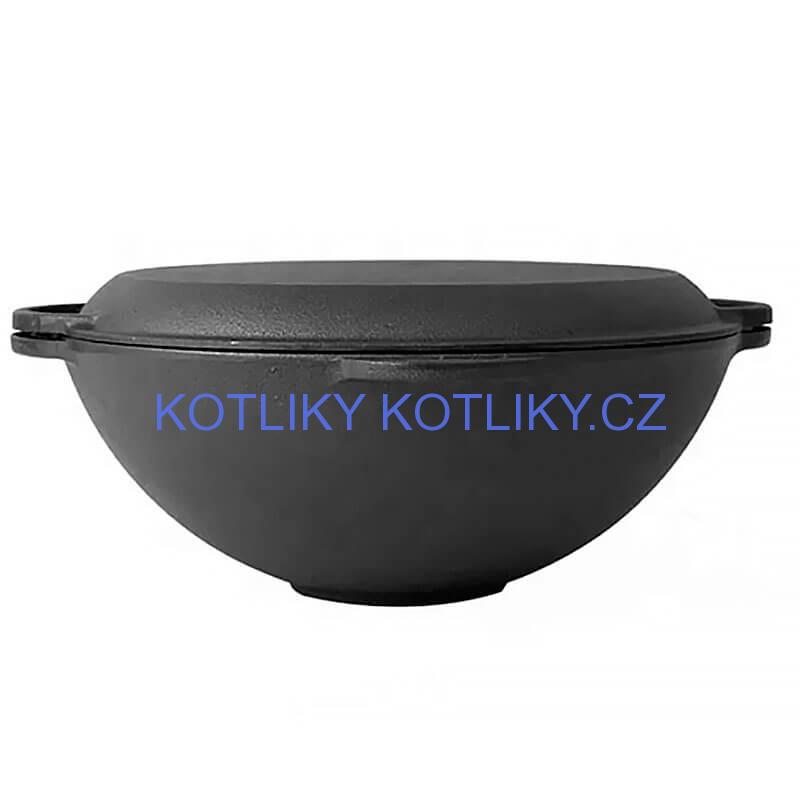 Litinový wok s poklicí (panvicí) 32 cm 3 v 1