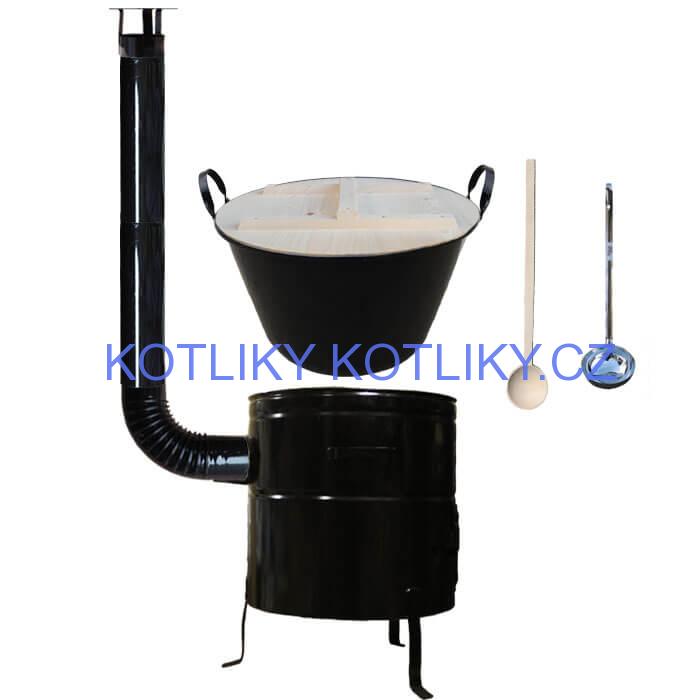 Smaltovaný kotel 100 L + kovová kotlina 60 cm + vařečka a naběračka BIG PARTY