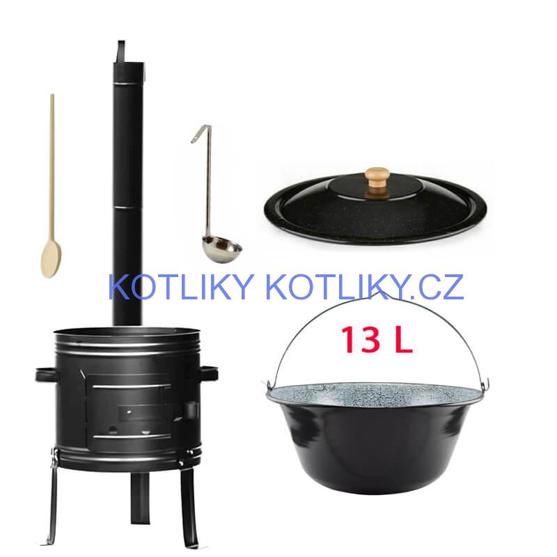 Smaltovaný kotlík 13 L + kovová kotlina 36 KOV