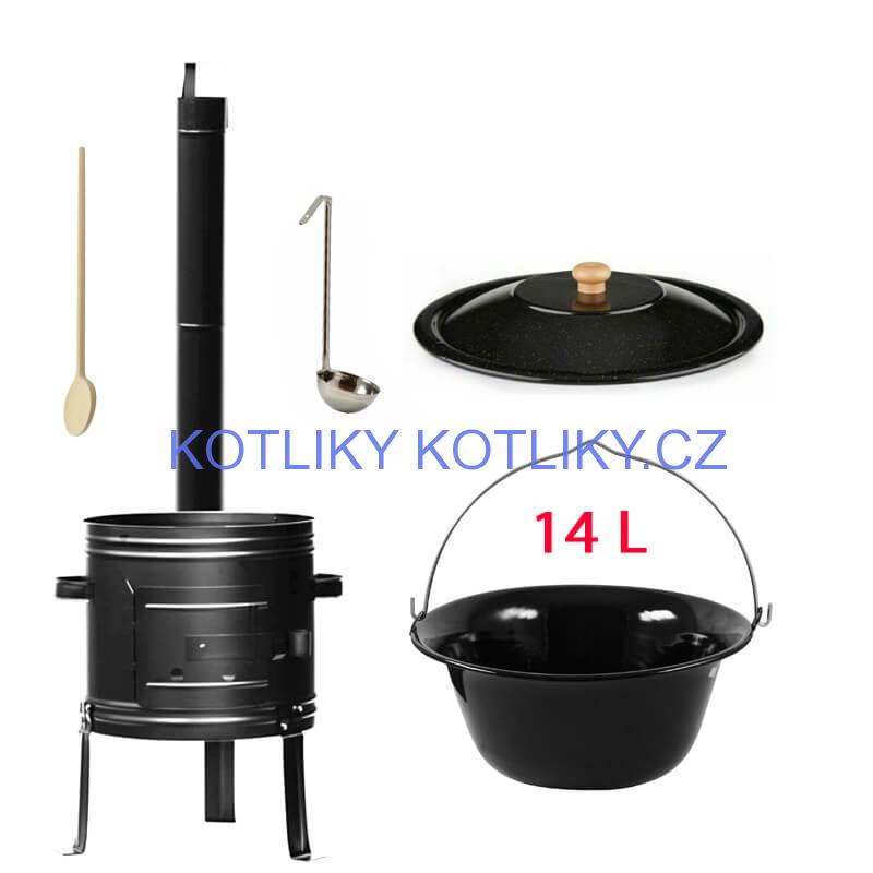 Smaltovaný kotlík 14 L + kovová kotlina 36 KOV
