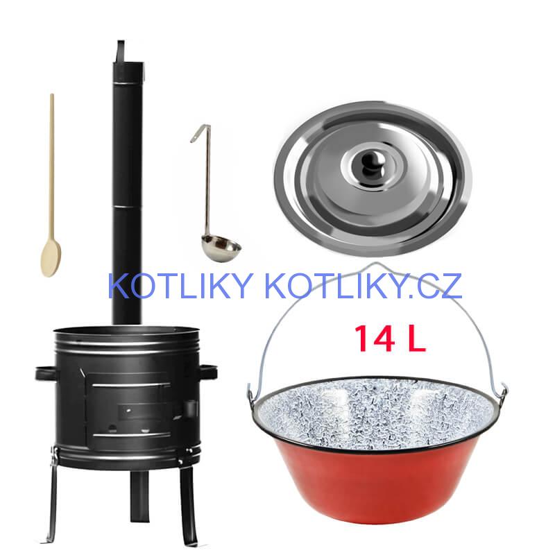 Smaltovaný kotlík 14 L + kovová kotlina 36 KOV