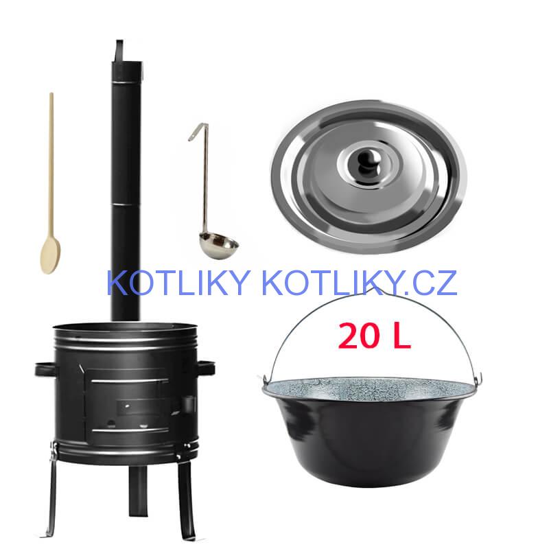 Smaltovaný kotlík 20 L + kovová kotlina 42 KOV