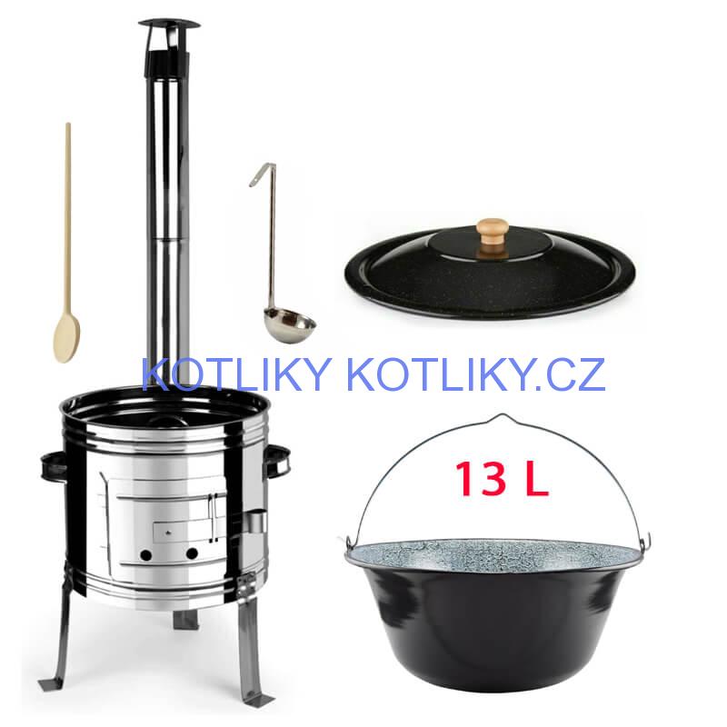 Smaltovaný kotlík 13 L + nerezová kotlina 36 INOX