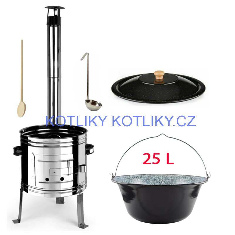 Smaltovaný kotlík 25 L + nerezová kotlina 42 INOX