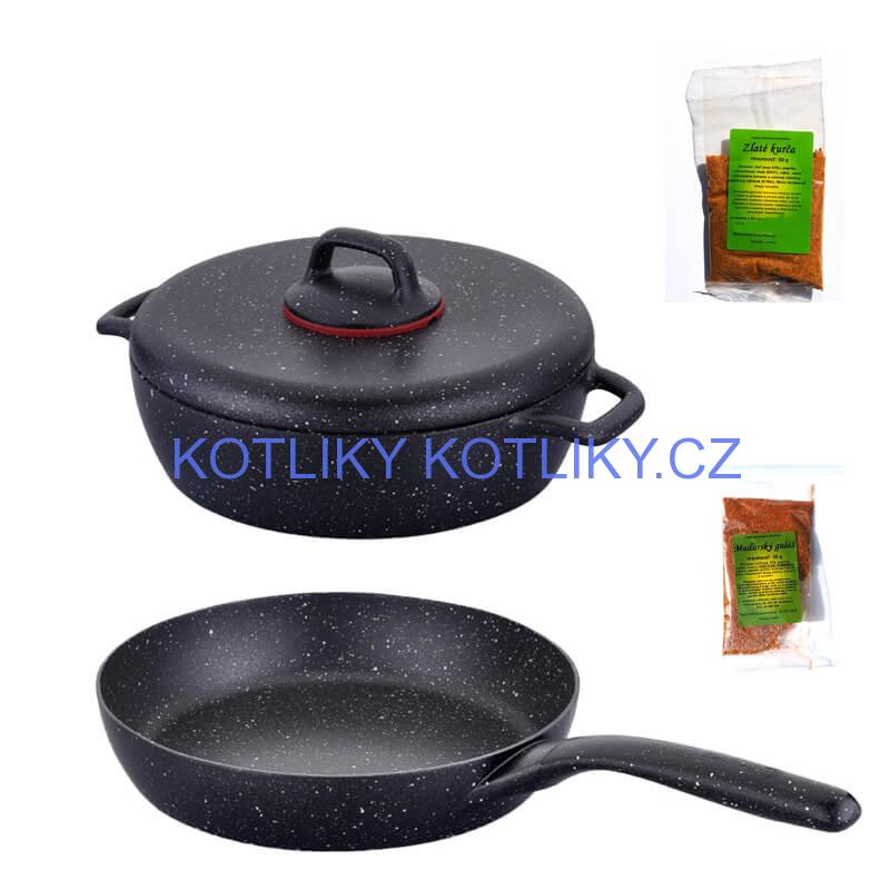 Hrnec s poklicí + pánev + pepř Classic Plus Volkanit