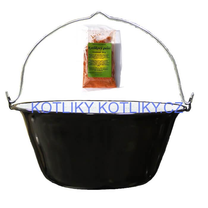 Smaltovaný kotlík 16 L + koření na kotlíkový guláš 50 g